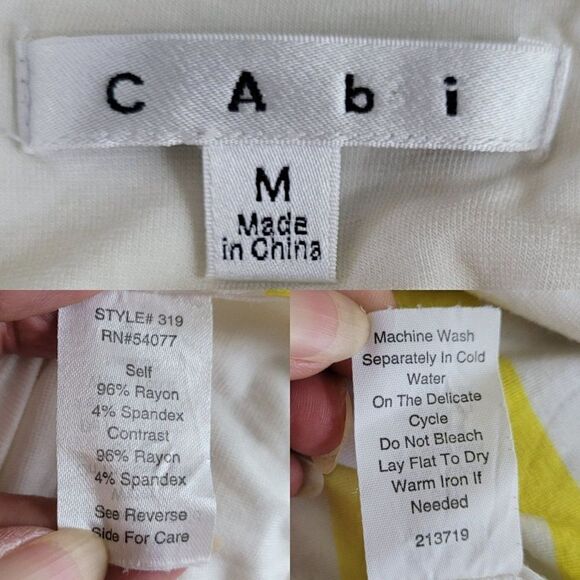 Cabi Tank Top M Yellow White Striped Sun Band Draped Cowl Neck Adjustable Straps - Picture 3 of 11